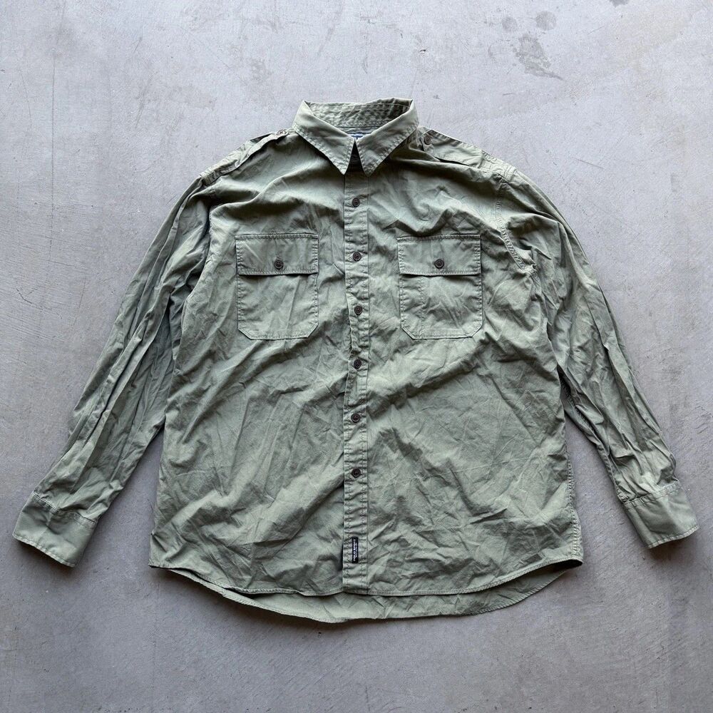 Vintage 90s Polo Sport Ralph Lauren Sz XL Military Green Safari Button Up Shirt